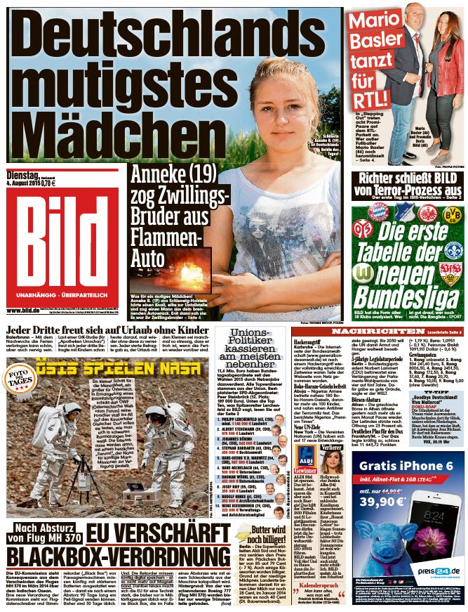 BILD Zeitung 04.08.2015