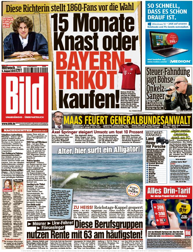 BILD Zeitung 05.08.2015