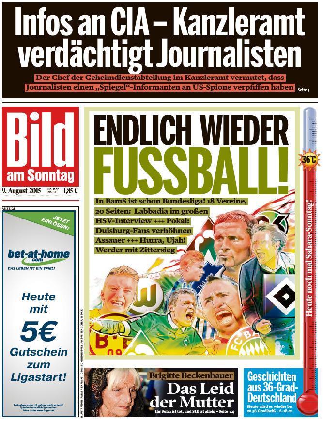 Bild am Sonntag 09.08.2015