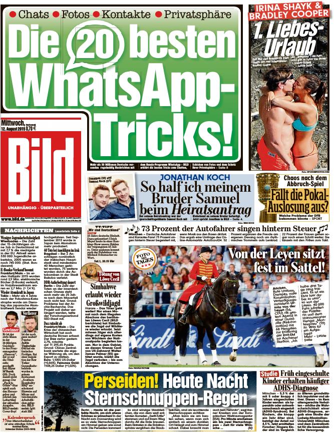 BILD Zeitung 12.08.2015