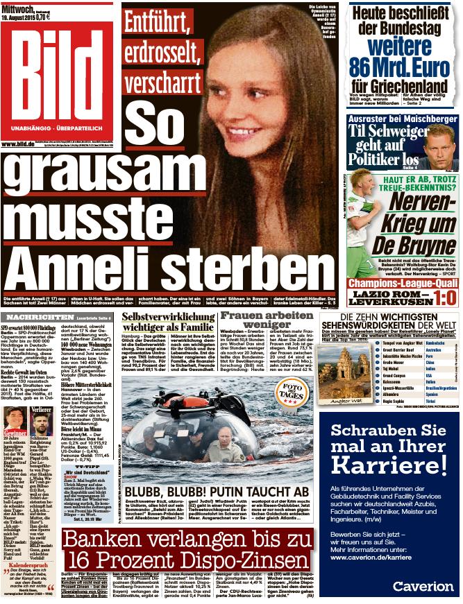 BILD Zeitung 19.08.2015