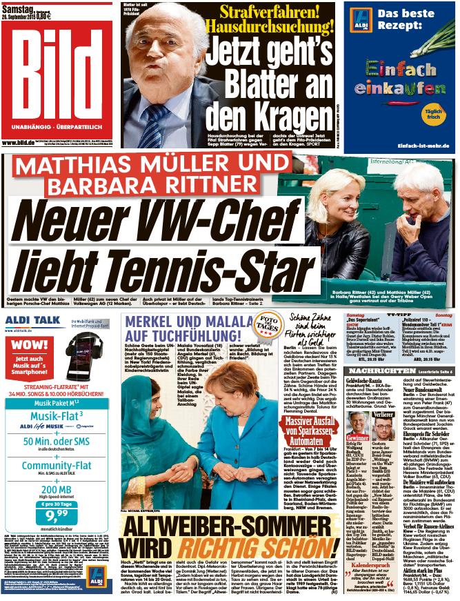 BILD Zeitung 26.09.2015