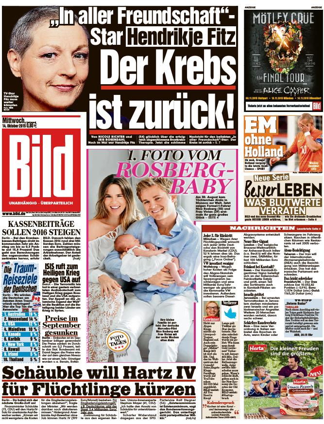 BILD Zeitung 14.10.2015