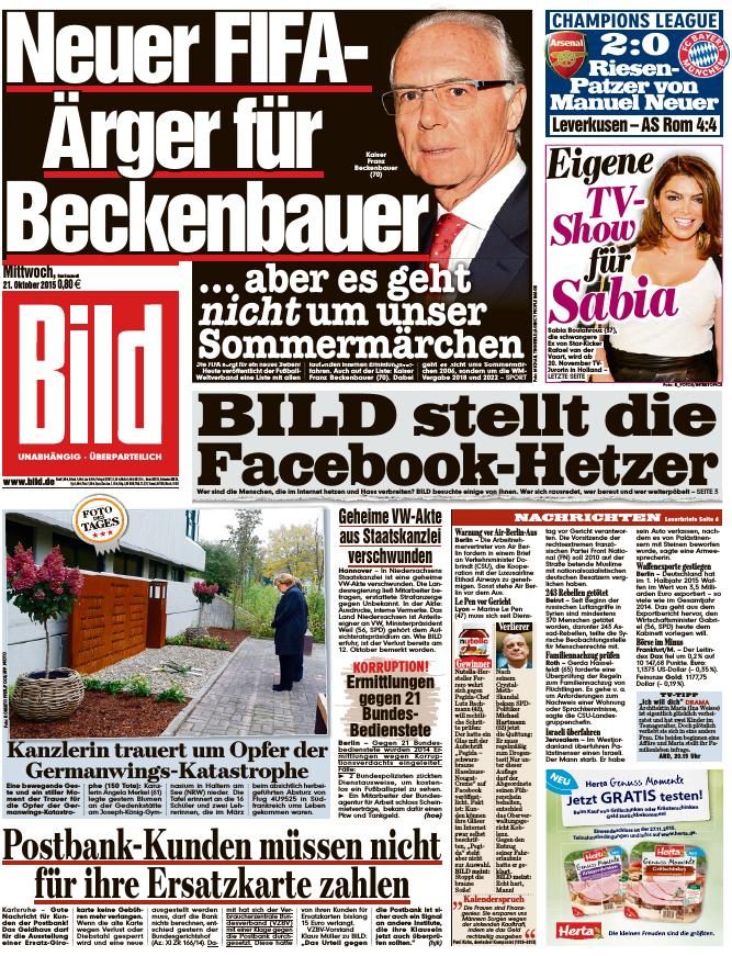 BILD Zeitung 21.10.2015