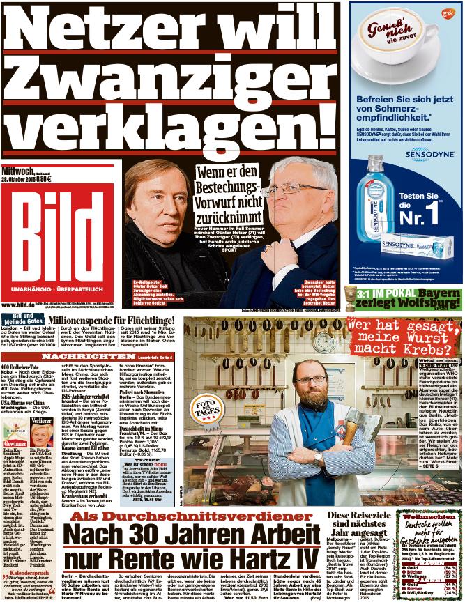 BILD Zeitung 28.10.2015
