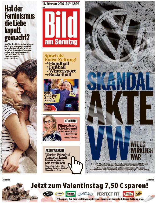 Bild am Sonntag 14. Februar 2016