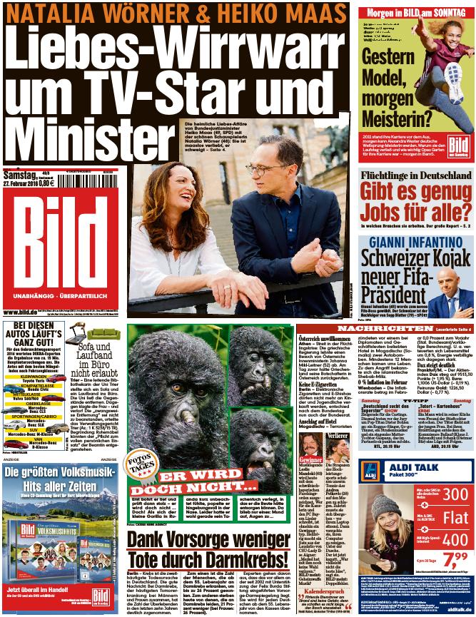 BILD Zeitung 27 Februar 2016