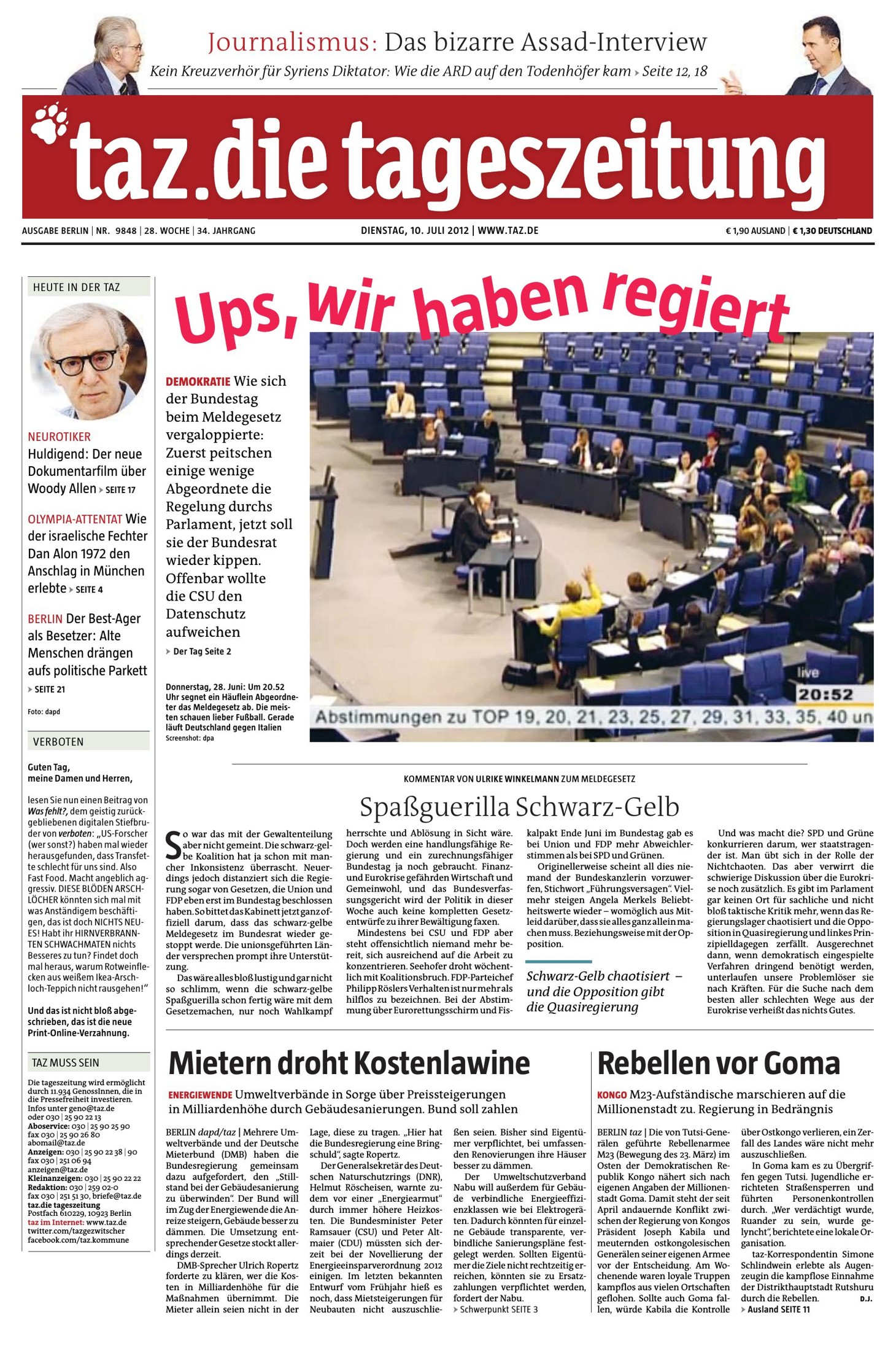 Taz die Tageszeitung 10.07.2012