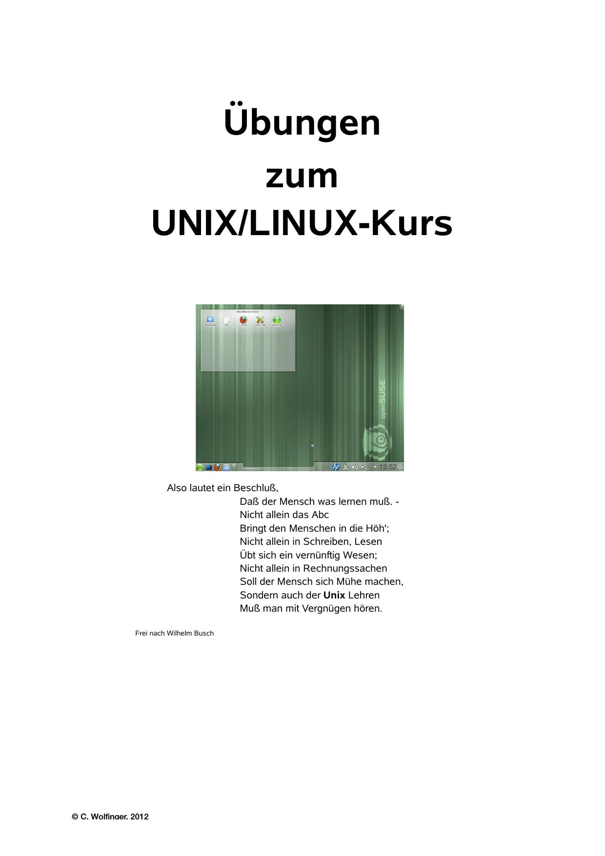 Keine Angst vor Linux/Unix - Übungen