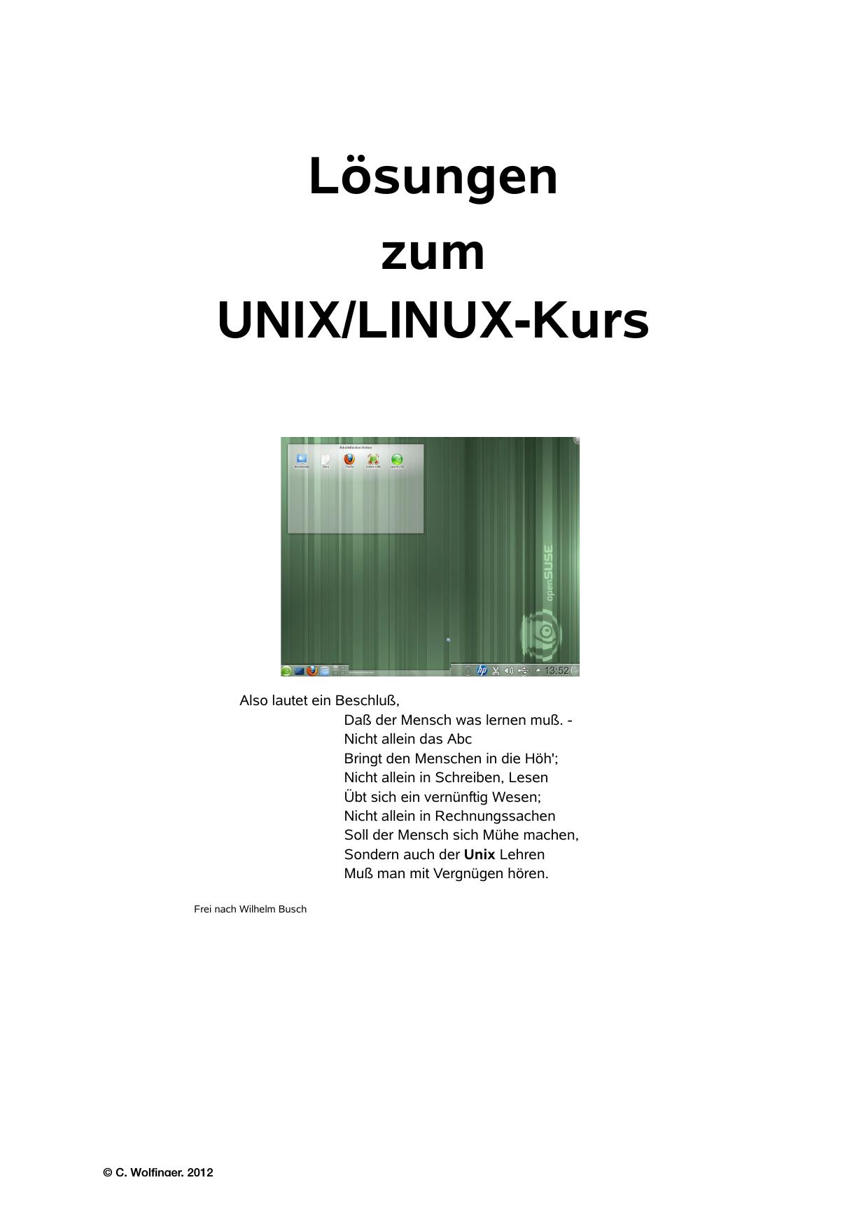 Keine Angst vor Linux/Unix - Lösungen