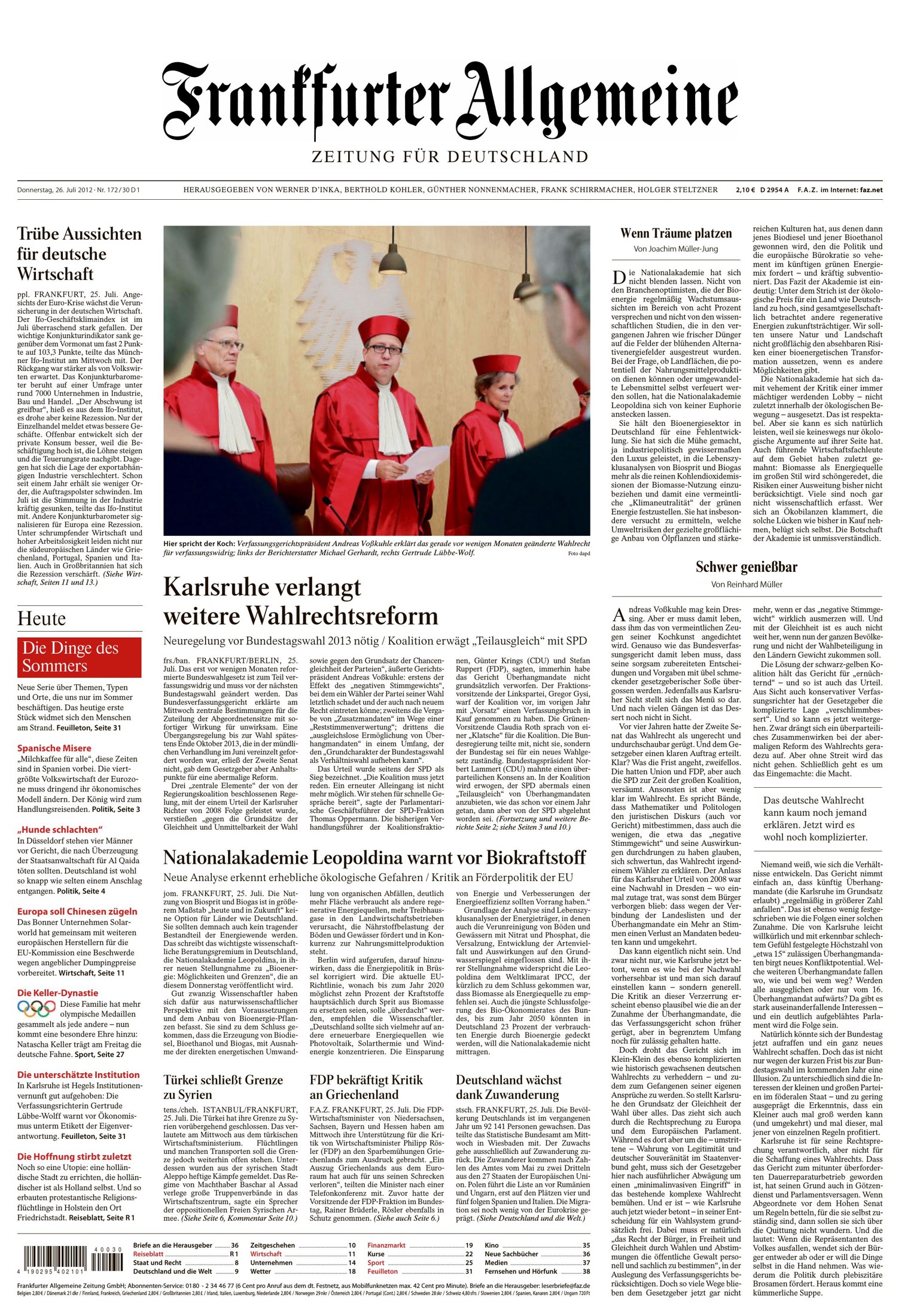 Frankfurter Allgemeine Zeitung 26.07.2012
