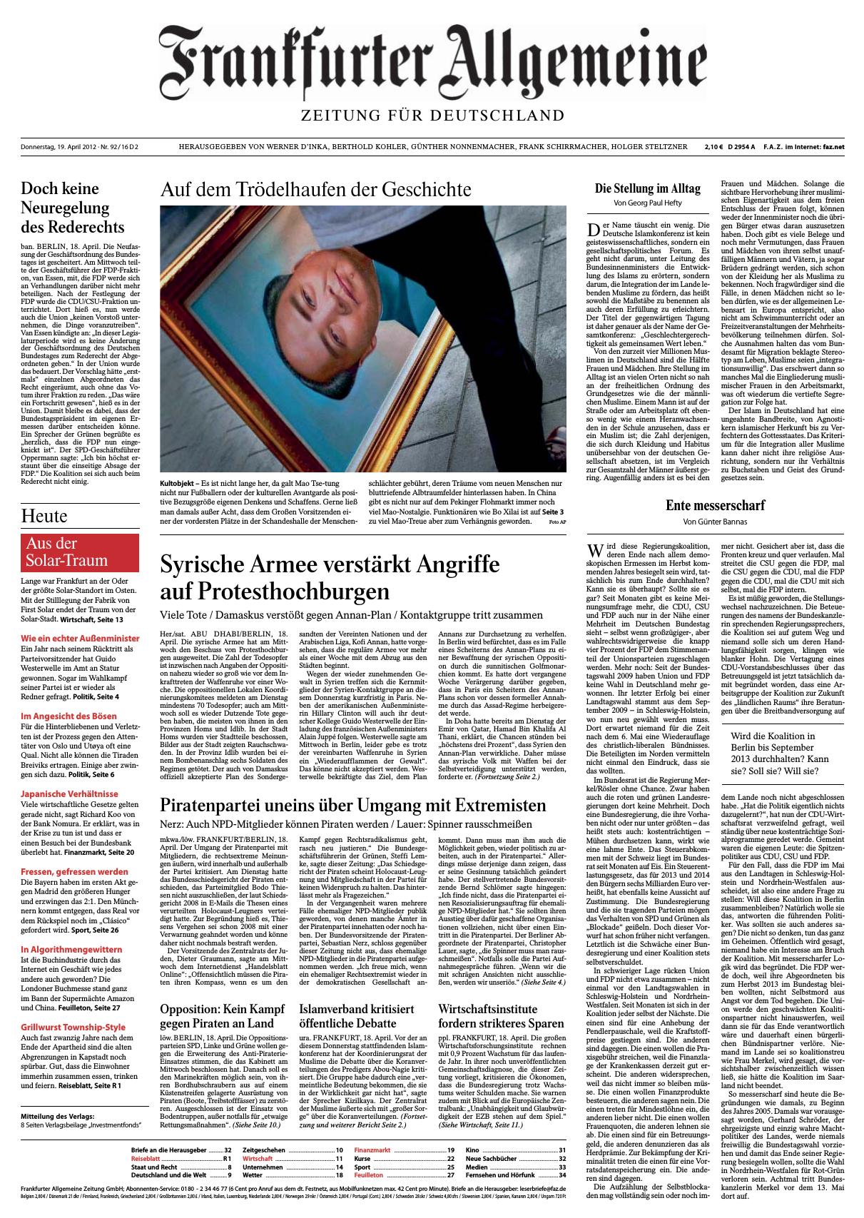 Frankfurter Allgemeine Zeitung 19.04.2012