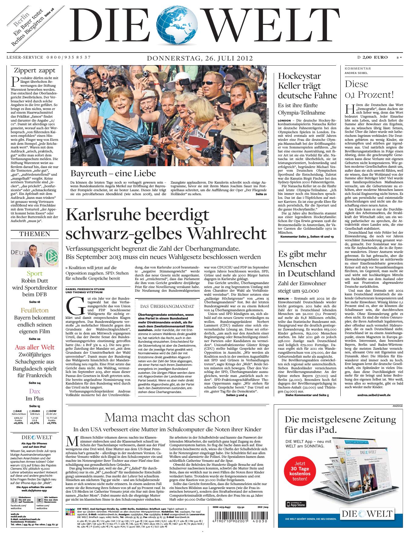 Die Welt 26.07.2012