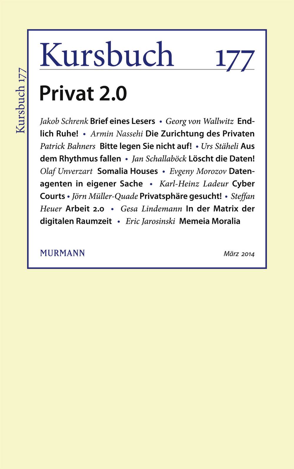 Kursbuch Nr. 177 - Privat 2.0